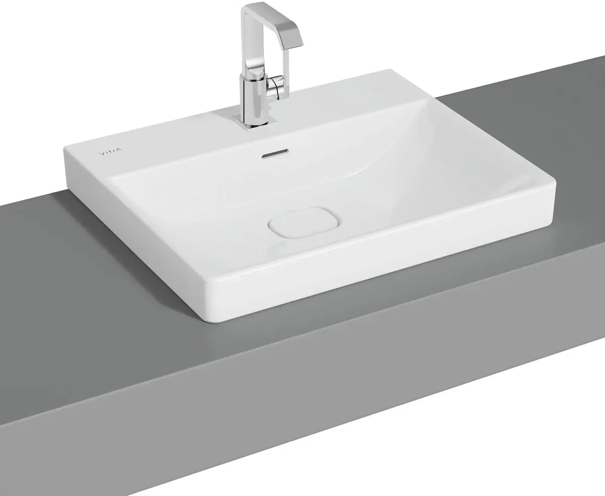 VitrA New Metropole Aufsatzwaschtisch wandgebunden rechteckig 60 x 47 cm mit Hahnloch,7526B403-7211 7526B403-7211