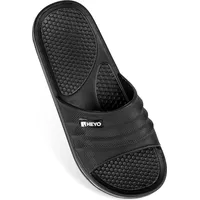 HEYO Herren Badelatschen Duschlatschen Badeschuhe Hauschuhe Pantoletten Badeschlappen SaunaschuheBadesanda Schwarz 41 - 41