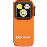 Olight Oclip Pro Taschenlampe, Freisprechfunktion, mit roter und weißer LED, leicht, wiederaufladbar, Sicherheitslicht zum Radfahren, Warnung (Orange)