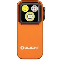 Olight Oclip Pro Taschenlampe, Freisprechfunktion, mit roter und weißer LED, leicht, wiederaufladbar, Sicherheitslicht zum Radfahren, Warnung (Orange)