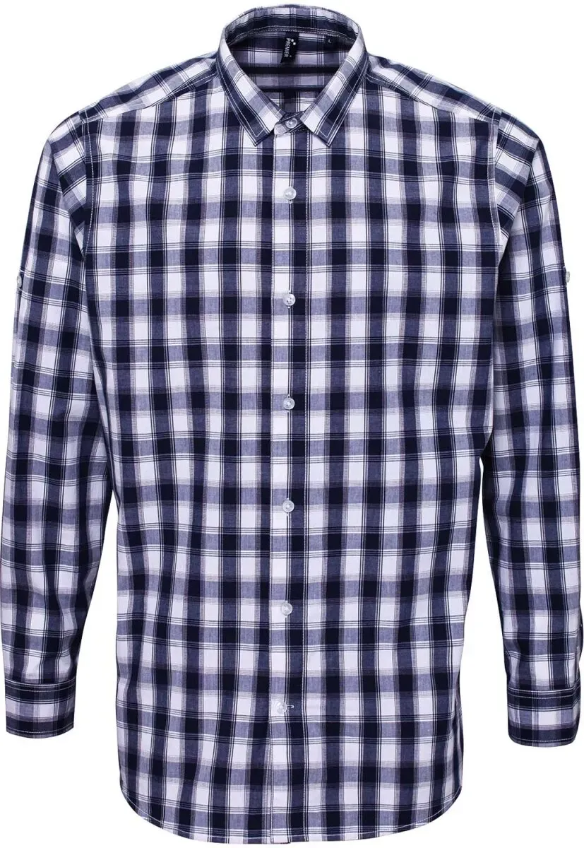Premier Workwear Herren Popeline Hemd langarm 'Mulligan' PR250 white/navy S