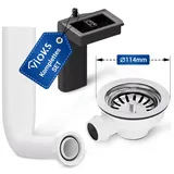 Aquade VIOKS Ablaufgarnitur Spüle mit Siebkorbventil 114mm & Abtropf-Überlauf für Spüle/Spüle Küche Ablaufgarnitur mit Sieb für Spülbecken