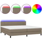 vidaXL Boxspringbett mit Matratze & LED Taupe 200x200 cm Stoff