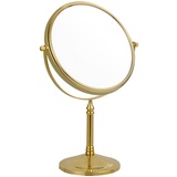 Kosmetikspiegel, Gold Badspiegel, Tischspiegel, Vergrößerungsspiegel, 20,3 cm, doppelseitig Messing, 360° drehbar Frisiertischspiegel, Rasierspiegel, Gold, 10-Fach