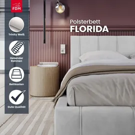 Fdm Bett FLORIDA 120x200 cm mit Lattenrost Stauraum Doppelbett Samt weiß Bettkasten