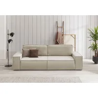 3-Sitzer HOME AFFAIRE "SHERWOOD Schlafsofa (257cm) Cord, Samtvelours, Vintage-Lederoptik", beige (cream), B:257cm H:85cm T:106cm, 100% Polyester, Sofas, Schlaffunktion mit Bettkasten (ca. 136/200cm)