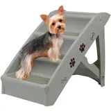 NAIZY Hundetreppe Klappbare Haustiertreppe 49cm Hoch Katzentreppe Bett mit 4 Rutschfesten Stufen Hunderampe Belastbarkeit bis zu 75kg Tiertreppe für Bett oder Sofa, Grau