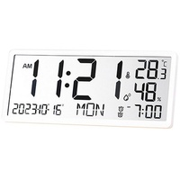 DOPWii Wanduhr LCD Wanduhr,Multifunktionale Großbild Uhr mit Temperatur,Kalender weiß