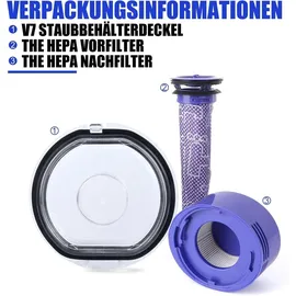 bluedeer V8 V7 Staubbehälter Deckel Ersatz für Dyson Staubsauger Staubeimer Abdeckung Ersatzteile mit HEPA Nachmotorfilter & Vorfilter