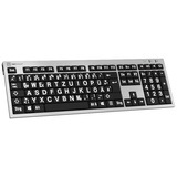 Logickeyboard XL-Print Kabelgebunden Tastatur Deutsch, QWERTZ Grau Multimediatasten, USB-Hub, Geräu