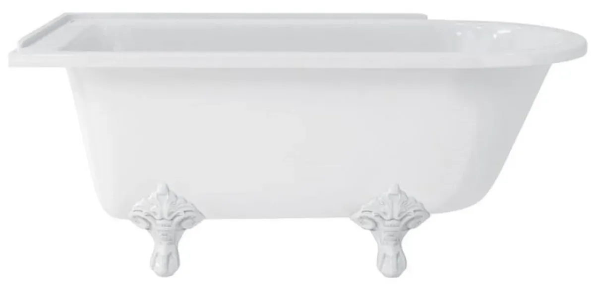 Casa Padrino Luxus Jugendstil Badewanne Weiß / Weiß 150 x 75 x H. 65 cm - Freistehende Retro Acryl Badewanne - Nostalgische Retro Badezimmer Möbel
