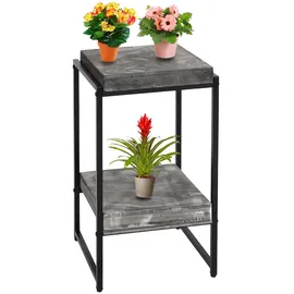 Mendler Blumentisch HWC-K71, Blumenregal Beistelltisch Pflanzregal, MVG-zertifiziert MDF Metall ~ dunkelgrau, 61cm