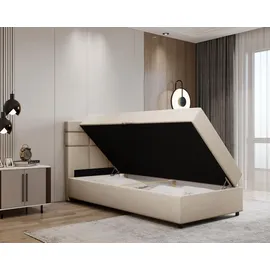 panda möbel Boxbett, Beige, Holz, Mode, 100x200, cm, Oeko-Tex® Standard 100, Schlafzimmer, Betten, Boxspringbetten