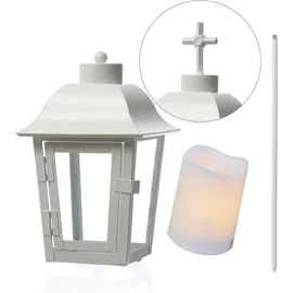 MARELIDA Grablaterne mit Mini LED Kerze - Grablampe mit 2 wechselbaren Spitzen/Erdspieß -...