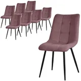 ML-DESIGN Stuhl Esszimmerstühle mit Rückenlehne moderne Design Lounge Küchenstühle (8 St), Polsterstuhl Esstischstühle 8er Set Küchenstuhl Polyester bis 120kg rosa
