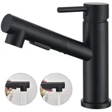 HOMELODY Waschtischarmatur Bad Schwarz Wasserhahn Ausziehbar Brause Mischbatterie Küche Spültischarmatur ausziehbarer Auslauf,mit 2 Wasserstrahlarten schwarz