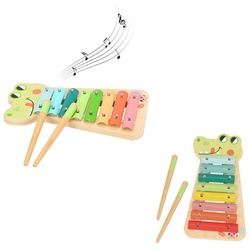 Tooky Toy Spielzeug-Musikinstrument Musikspielzeug Xylophon, TF570 Holz zwei Klangstäbe acht Töne bunt