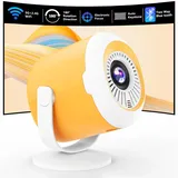Mini Beamer Tragbarer Miniprojektor mit WLAN und Bluetooth Drehbarer Filmprojektor mit elektronischem Fokus LED-Pico-Projektoren für Heimkino Kompatibel mit Smartphone, TV-Stick, Laptop, HDMI, USB