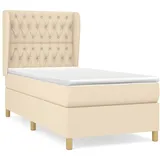 vidaXL Boxspringbett mit Matratze Creme 100x200 cm Stoff