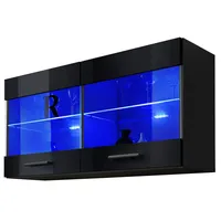99rooms Teka Vitrine I Schwarz Schwarz Hochglanz Blau