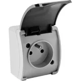 Doktorvolt Aufputzsteckdosen IP44 Steckdose französisch System mit Klappdeckel grau 161-08 DV 8202