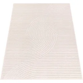 Paco Home Teppich PACO HOME "Cotton 233", beige (creme), B:60cm H:6mm L:110cm, Polypropylen, Teppiche, Teppich, Kurzflor, Uni Farben, Hoch-Tief-Effekt, Scandi-Look, Outdoor geeignet