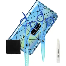 Haarschere OLIVIA GARDEN "PowerCut Rainbow Blue 5,5 Zoll", blau (türkis), Scheren, Haarschere und Modellierschere