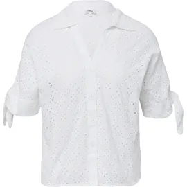 s.Oliver Lockere Bluse mit Lochstickerei und Knotendetail - Weiß - 38