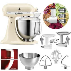 KitchenAid Küchenmaschine 5KSM185PS Fleischwolf Gemüse Set Creme/Mandel