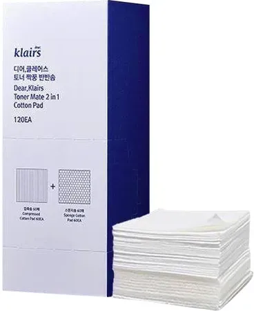 Klairs Toner Mate 2In1 Wattepads 60 Komprimierte Pads + 60 Schwammpads