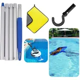 WYGOOD Pool Teleskopstange für Kleine Pools mit Poolroboter Haken |Poolstange Einstellbar von 80 cm bis 127.5cm Poolstange Ausfahrbar für Bodenbürsten & Kescher