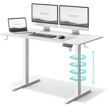 SENSE7 Nojo Elektrischer Gamingtisch Schreibtisch Tischplatte 120x60cm Weiß