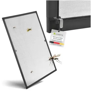 Juskys Fliegenschutzgitter mit Aluminiumrahmen 80 x 100 cm anthrazit