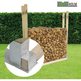 Baumarktplus 2er Set Holzstapelhilfe feuerverzinkter Stahl 34 x 10 x 15 cm Silber