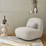 sweeek - 360°-Drehsessel mit strukturiertem Bouclé-Bezug, und mattschwarzem Metallgestell Spino