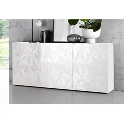 Sideboard INOSIGN "Prisma", weiß (weiß hochglanz lack, front mit siebdruck), B:181cm H:84cm T:42cm, Sideboards, Breite 181 cm mit Siebdruck