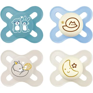 MAM Original Start Day & Night 0-2 Monate | Babyschnuller für Neugeborene | 94% Akzeptanz | stillfreundlich | von 100% der Hebammen empfohlen | SkinSoft Silikon | blue | 4 Stück