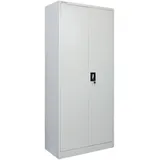 Proregal Flügeltürenschrank ELEPHANT Metall Spind Schrank abschließbar 180x80x40cm 6 Fächern & Kleiderstange Stahlschrank Lichtgrau Garderobenschrank