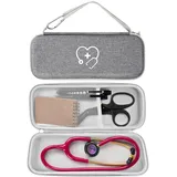 ProCase Stethoskop Tasche für 3M Littmann/Omron/ADC/Dixie EMS Stethoscope, Stoßfest Schutzhülle, Eva Reisetasche Aufbewahrungstasche, Tragetasche Case Etui Tragetasche mit Zubehör Halter –Grau