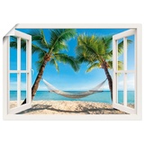 Artland Wandbild »Fensterblick Palmenstrand Karibik«, Amerika, (1 St.), als Alubild, Outdoorbild, Leinwandbild, Poster, Wandaufkleber, weiß