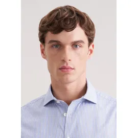 Seidensticker Businesshemd SEIDENSTICKER, Herren, Gr. L (42), normale Ärmellängen, blau, 100% Baumwolle, gestreift, slim fit, 2-Knopf-Manschette, Hemden, Slim 1/1 Kentkragen Gestreift