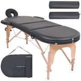 vidaXL Massageliege Massagetisch, schwarz, 2x klappbar, höhenverstellbar, Holz