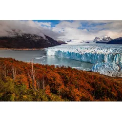 Fototapete PAPERMOON "GLETSCHER-PATAGONIEN GEBIRGE WALD BERGE SONNE STEINE", bunt, B:2,50m L:1,86m, Vlies, Tapeten