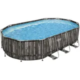 BESTWAY Power Steel Frame Pool oval Set 610 x 366 x 122 cm inkl. Filterpumpe (5-tlg.)