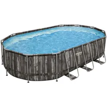 BESTWAY Power Steel Frame Pool oval Set 610 x 366 x 122 cm inkl. Filterpumpe (5-tlg.)