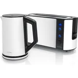 Arendo Frühstücks-Set, 2-Scheiben Langschlitz-Toaster/Wasserkocher 1,5L, Weiß