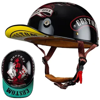 Motorrad Halbschalen Halbhelm Halbschalenhelm Baseballmütze-Helm Baseball Cap Motorradhelm Mit ECE-Zulassung Cruiser Chopper Scooter Helm Für Bike Cruiser Chopper Moped Scooter
