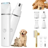 Die Stressfreie 4-In-1 Hundeschermaschine, Schermaschine Hund Leise Mit 4 Größen Trimmerkopf, Hund Schermaschine Langhaar, Wasserdicht, Akku (1PC)