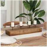vidaXL Windlicht 50 x 15 x 10 cm Holz Braun
