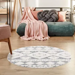 Hochflor-Teppich CARPET CITY "Focus 3005", grau, H:20mm Ø:160cm, Polypropylen, Teppiche, Boho-Teppich, Rauten-Design, besonders weich, 3D-Effekt